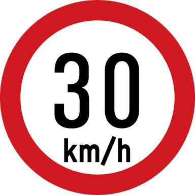 Maximum speed is 30 km/h