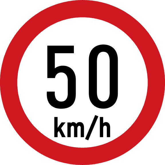 Maximum speed is 50 km/h