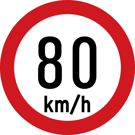 Maximum speed is 80 km/h