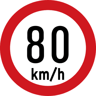 Maximum speed is 80 km/h