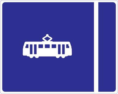 Tram lane on left