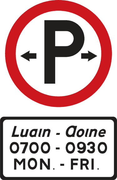 Parking permitted during the times shown