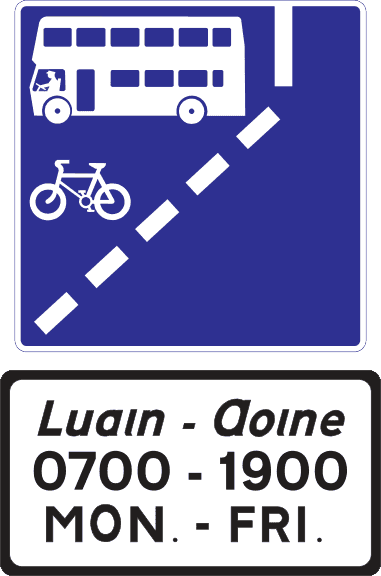 Only buses, cyclists and taxis are allowed to use the lane ahead during the hours indicated