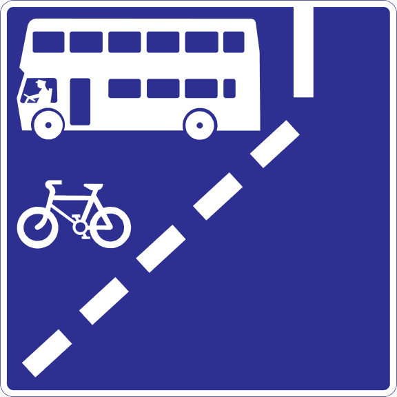 With-flow bus and cycle lane ahead on left