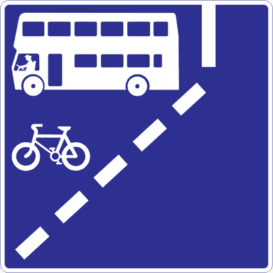 With-flow bus and cycle lane ahead on left