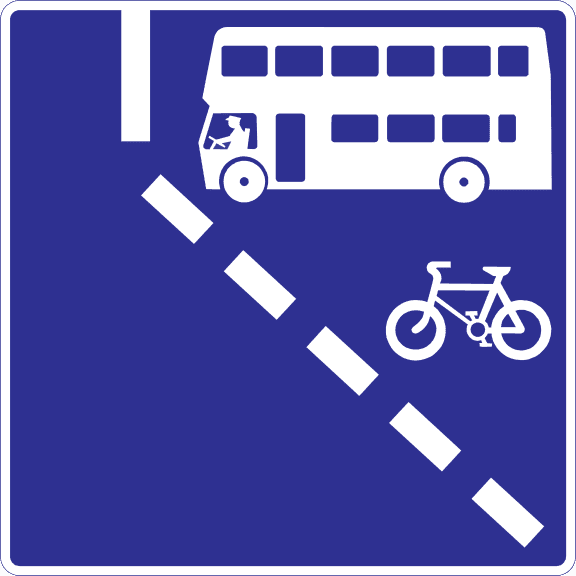 Bus and cycle lane ahead on right