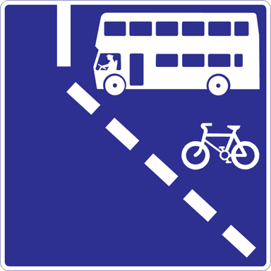 Bus and cycle lane ahead on right