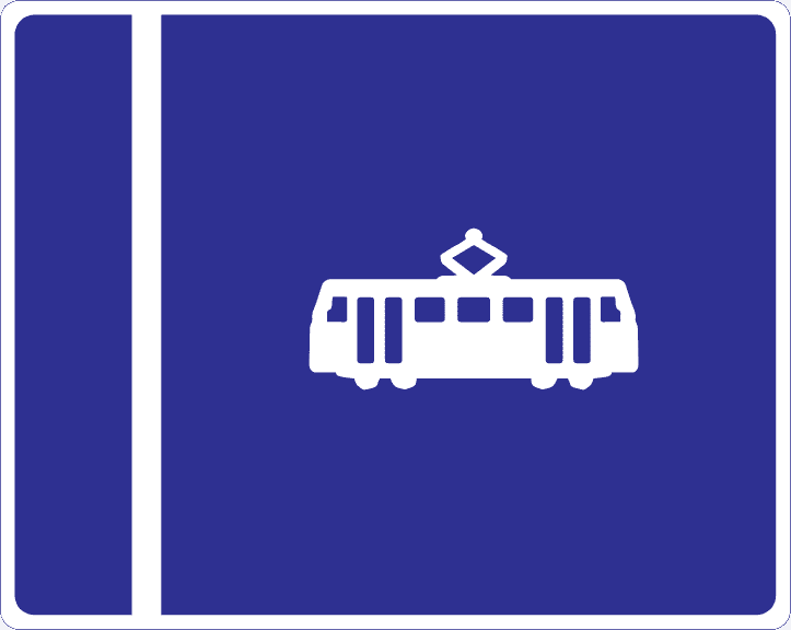 Tram lane on right