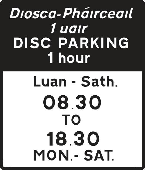 Disc parking operates during the time shown