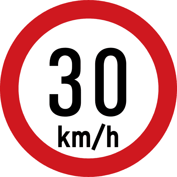 Maximum speed is 30 km/h