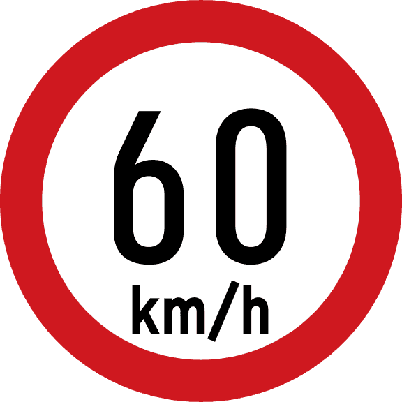 Maximum speed is 60 km/h